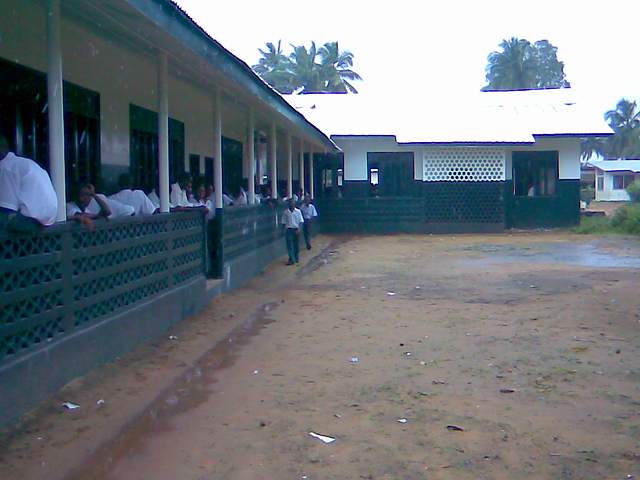 Renovated school buildings around an open courtyard